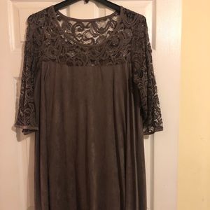 Gray Lace Shoulder Dress